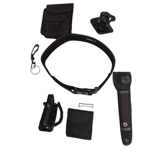 Protec Duty Belt 6 Pouches Attachments Black Security Webbing Utility Small