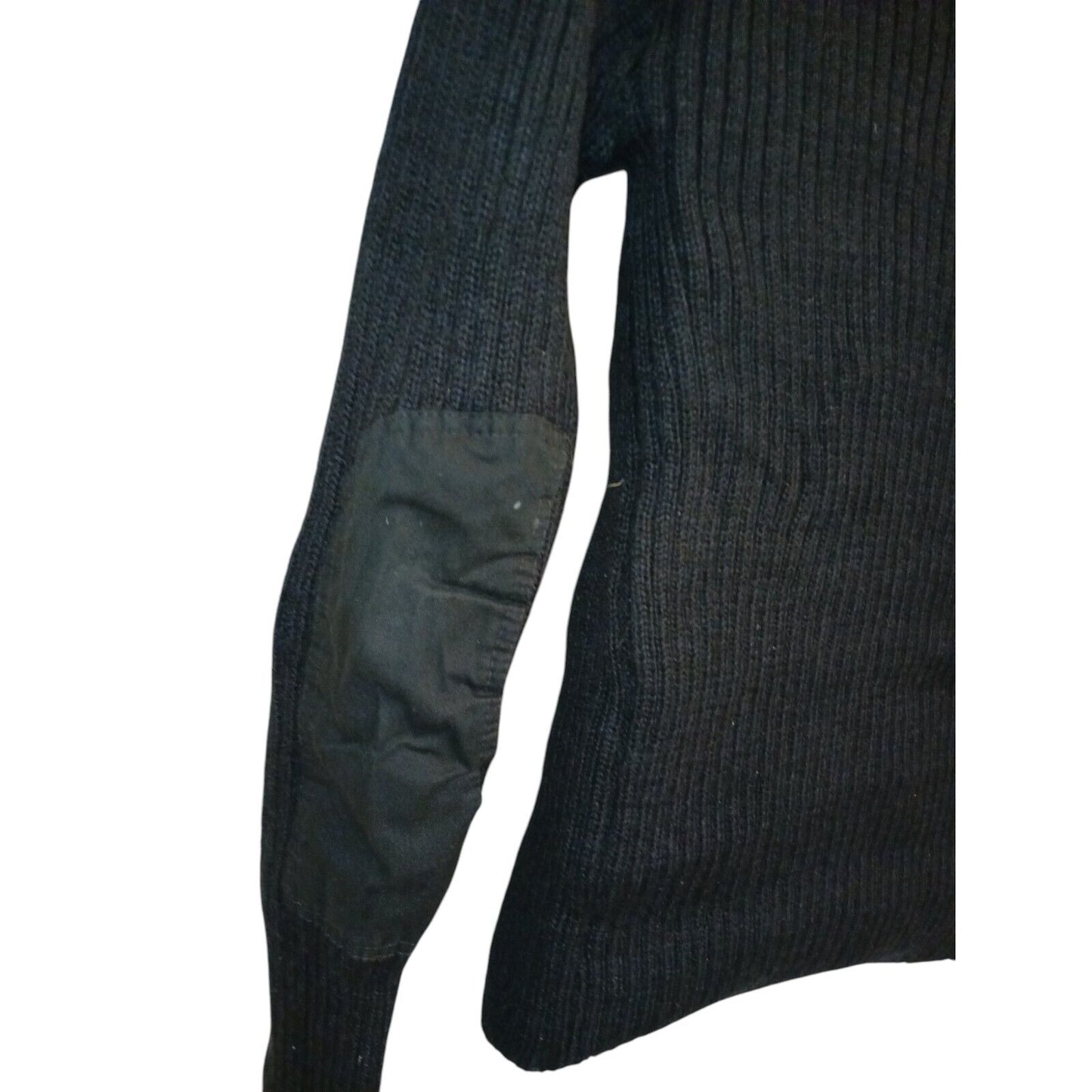 Royal Navy Utility Jumper Ribbed Pure Wool Round Neck Black Pullover Military