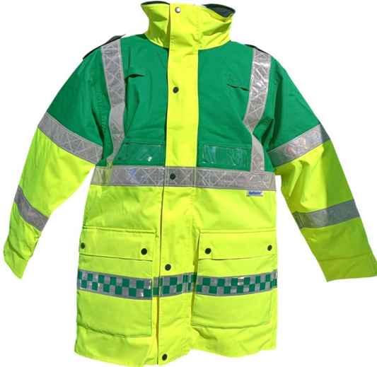 St Johns Ambulance 3/4 Length Jacket Hi Vis Viz Lined Size Medium Green Yellow