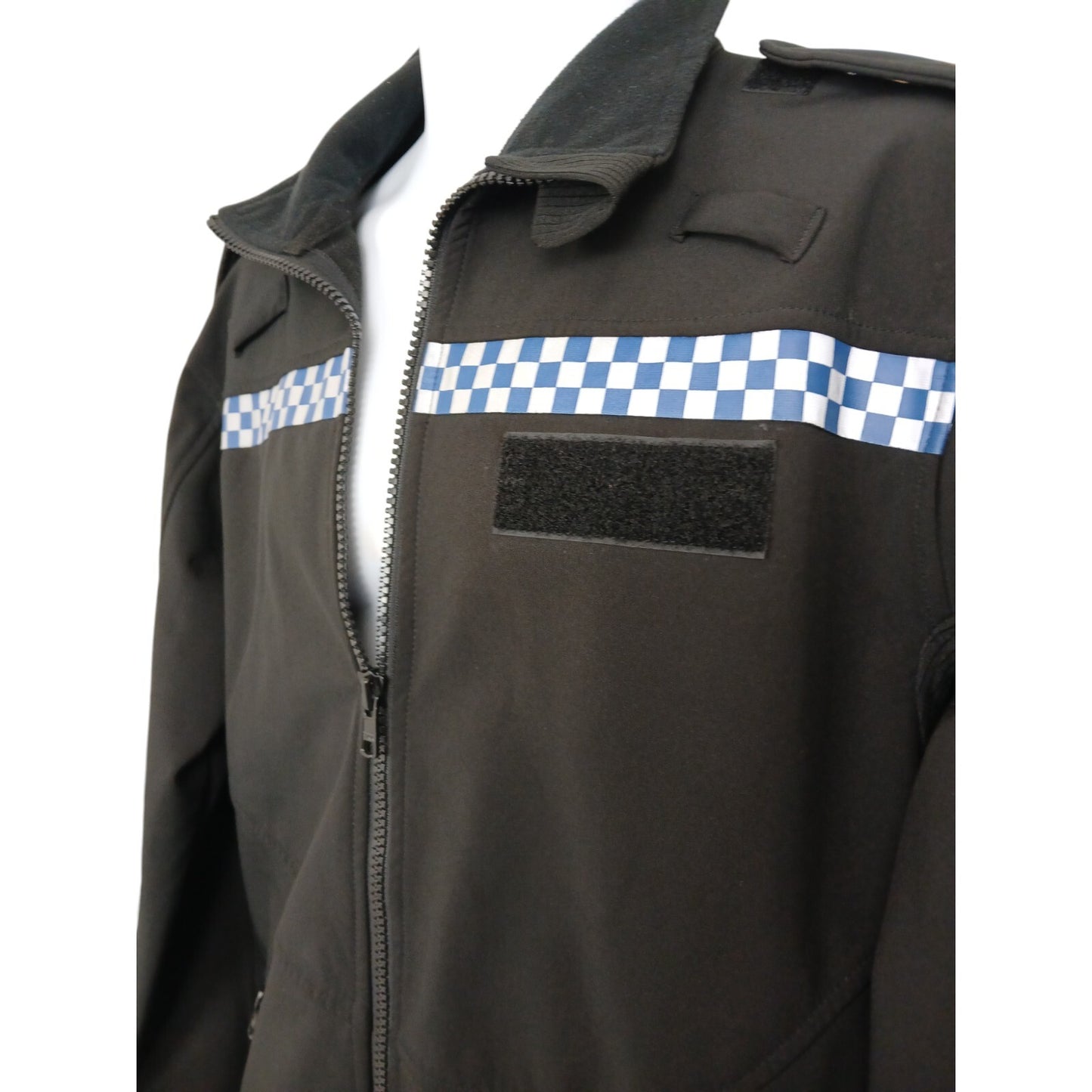Soft Shell Police Jacket Black Chequered Softshell Patrol Lightweight Security