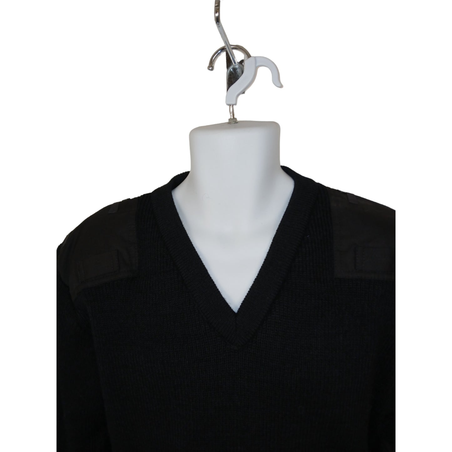 Woolly Pully Jumper Windstop Lined Thick Black Lined V Neck 38" Chest Ex Police