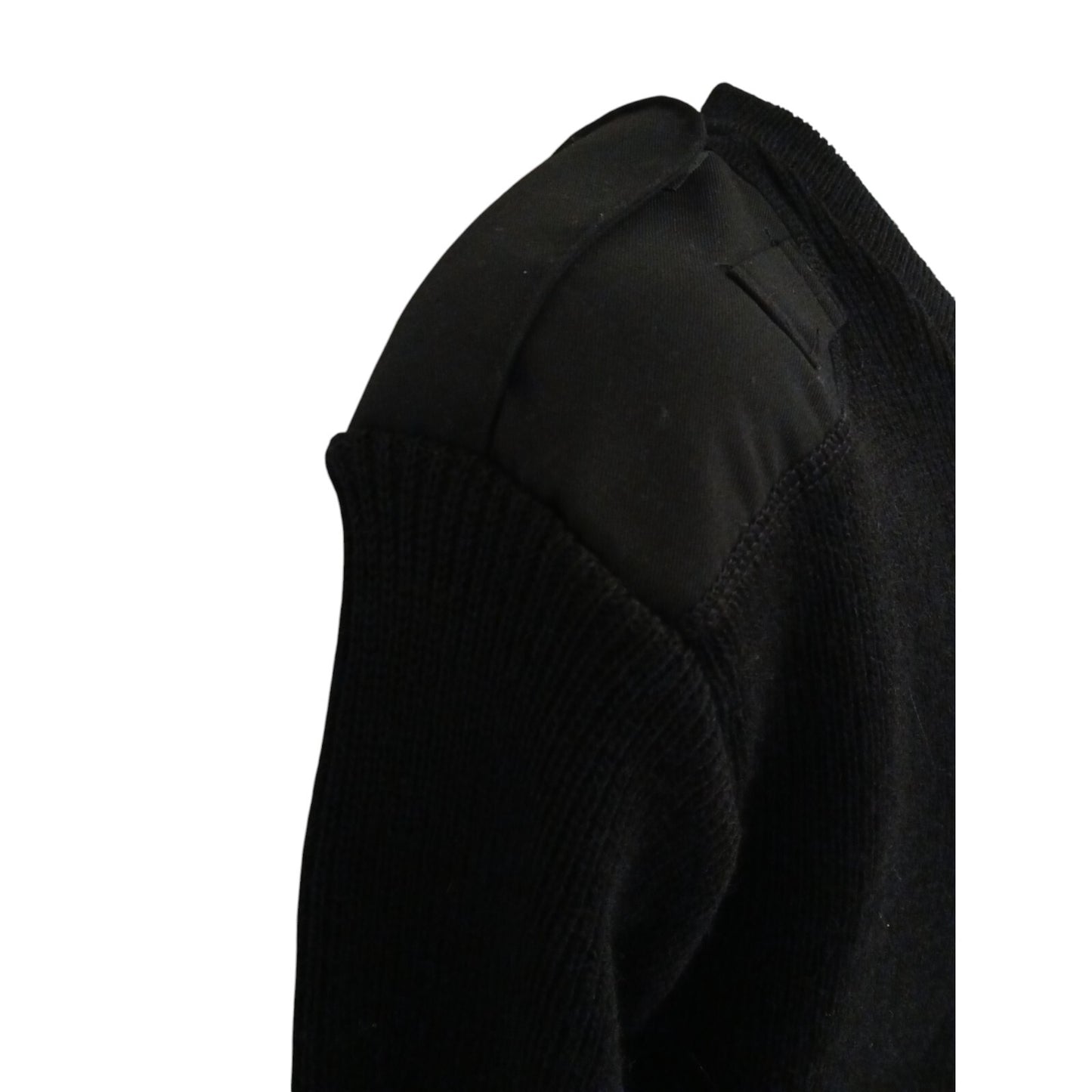 Woolly Pully Jumper Ribbed Black V Neck 100% Wool Ex Police Security Hiking Warm