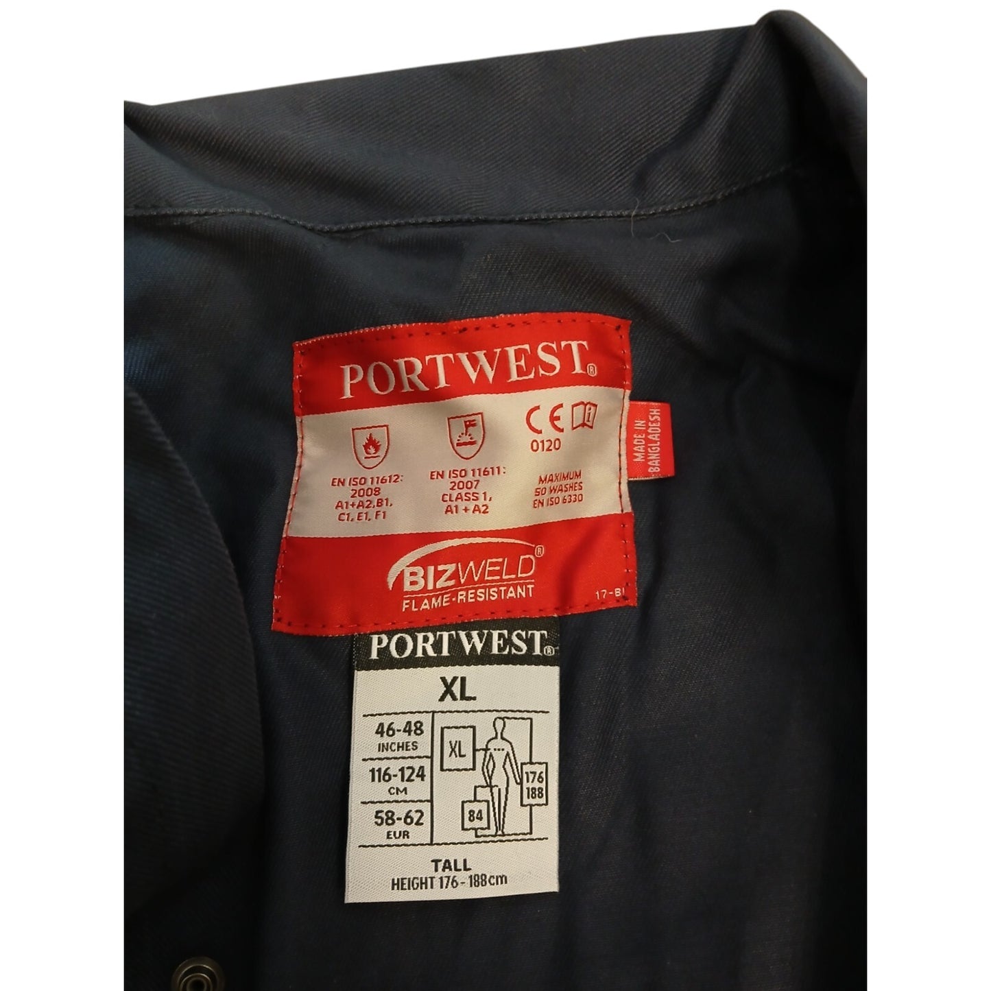 Portwest Bizweld BIZ1 Coverall Navy Blue Boiler Suit Flame Resistant FR Workwear