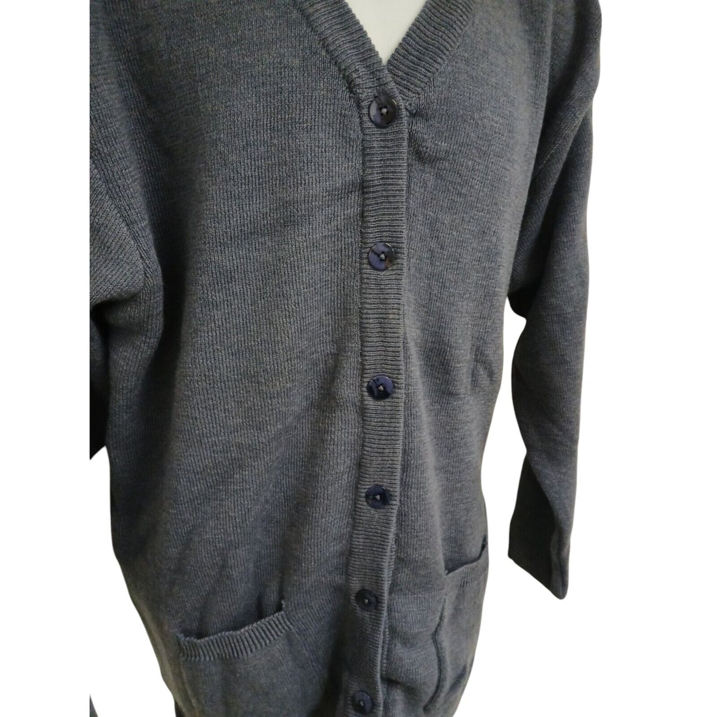 RAF Utility Womens Cardigan Buttoned Jumper Blue Grey 80% Wool Pullover Military