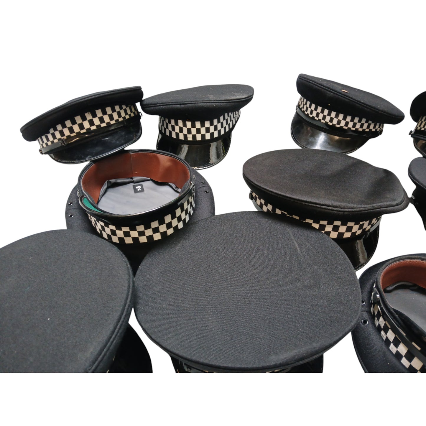Police Black Peaked Caps x10 Bundle Film TV Fancy Dress Mixed Sizes Grade B