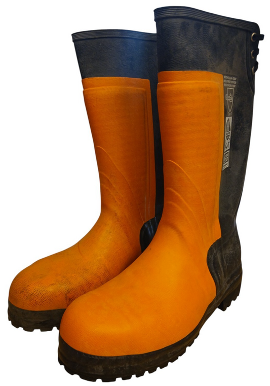 Chainsaw Boots Wellies Woodjack EPM Safety Orange Black Class 3 Size 12