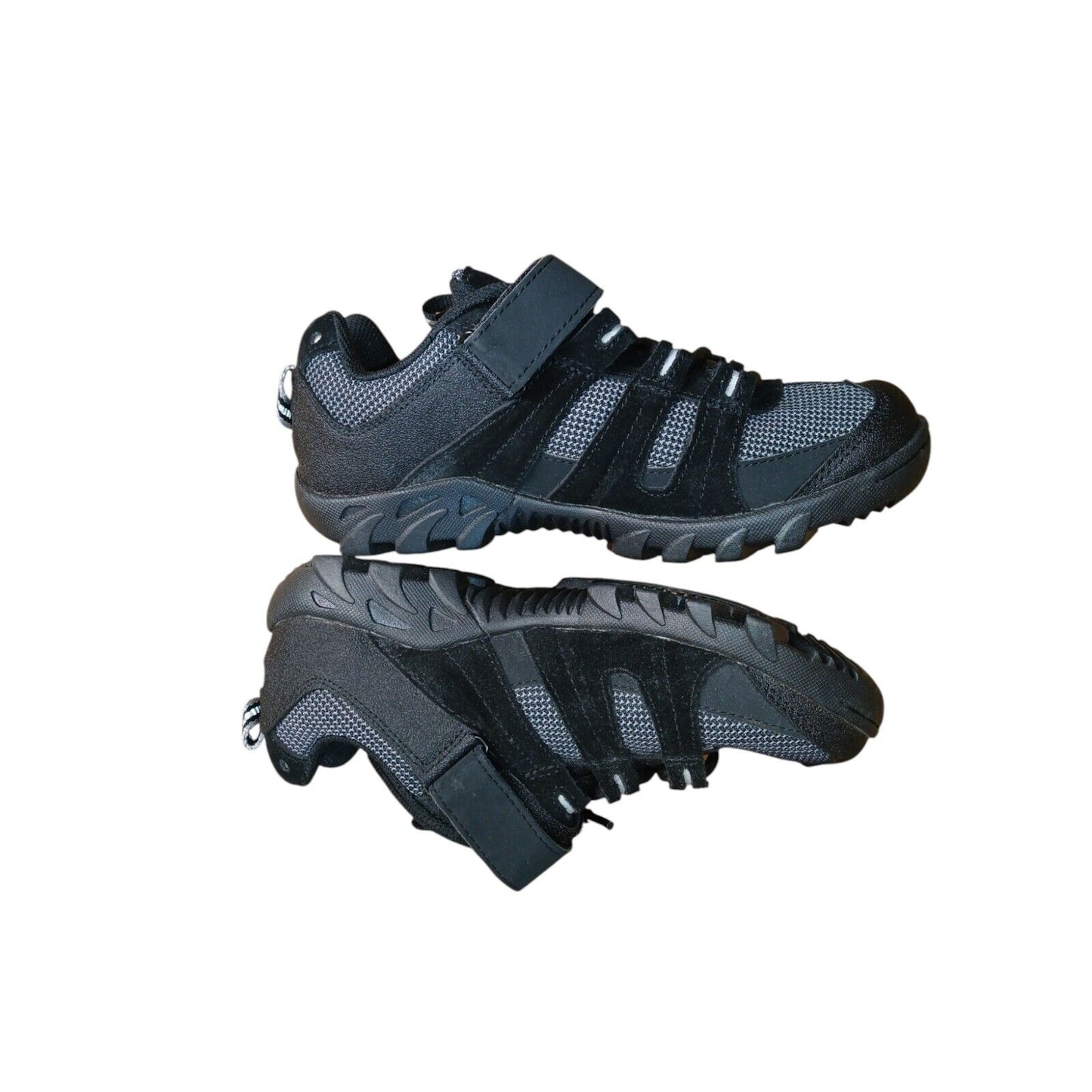 Endura Cycling Shoes Black Grey Size 4 Ex Police With Cleat Plates Lace Up Bike