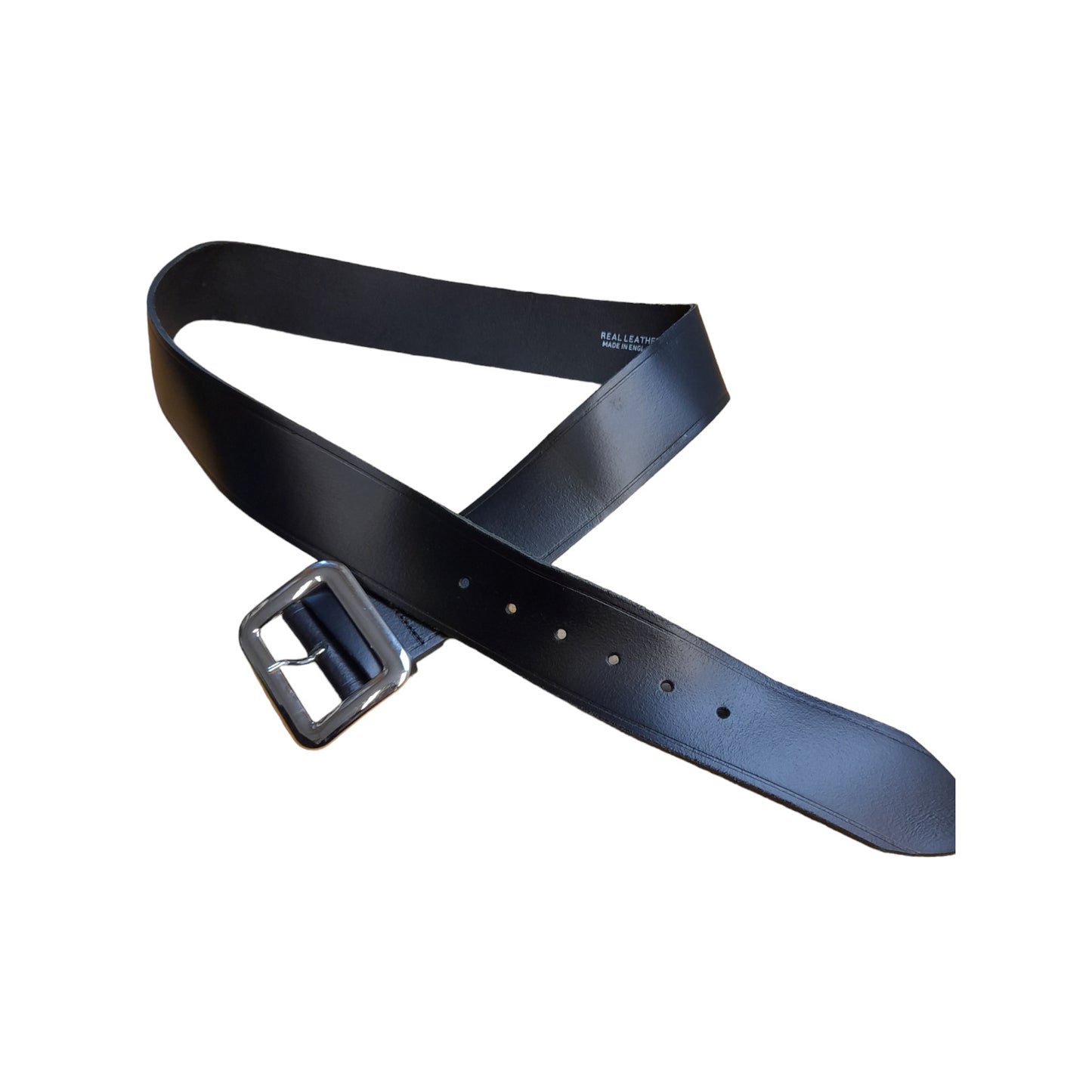 Black Leather Duty Belt Single Prong 5cm Wide Ex Police Uniform Security