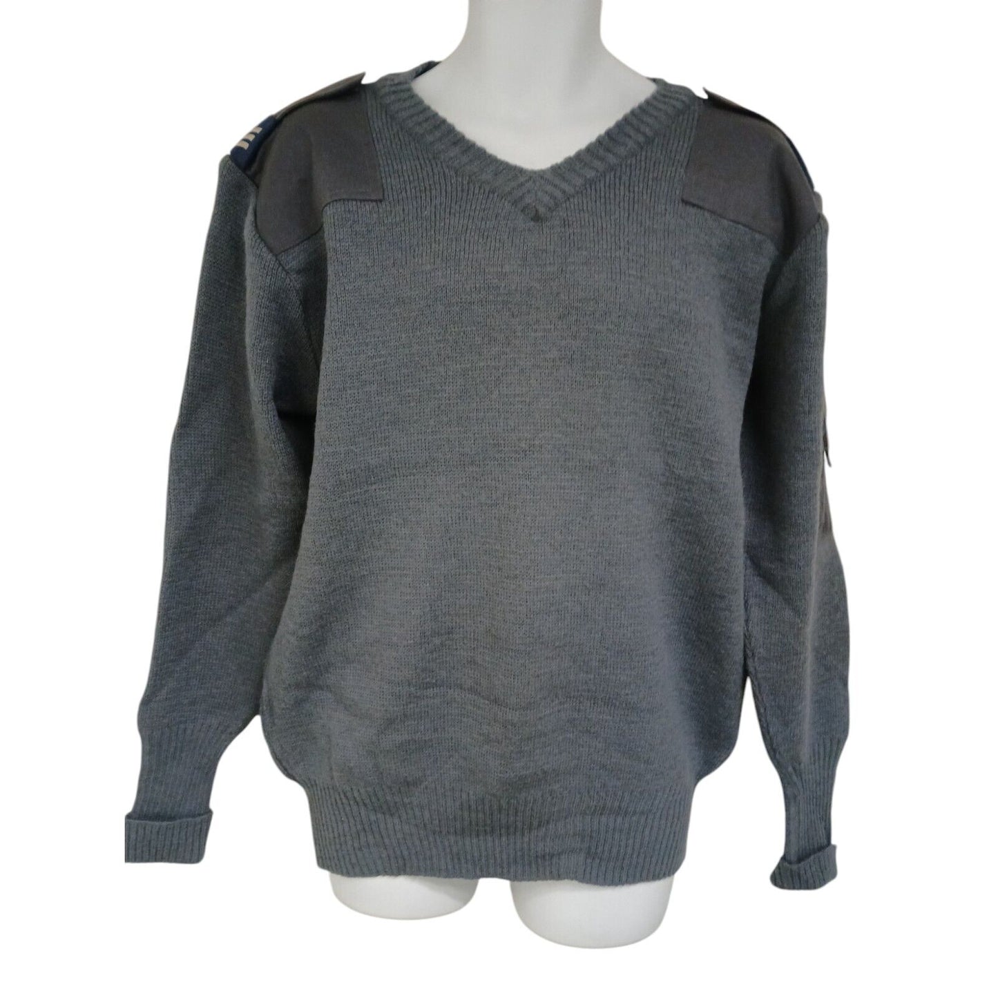 RAF Utility Jumper V Neck Blue Grey 80% Wool 20% Nylon Pullover Military