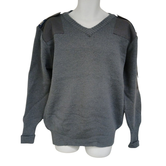 RAF Utility Jumper V Neck Blue Grey 80% Wool 20% Nylon Pullover Military