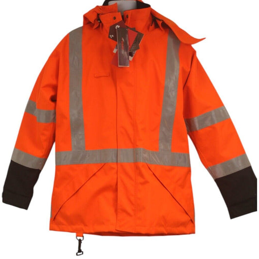 Bison Extreme Jacket 3/4 Hi Viz Vis Coat Sherpa Strata Tek Orange Waterproof