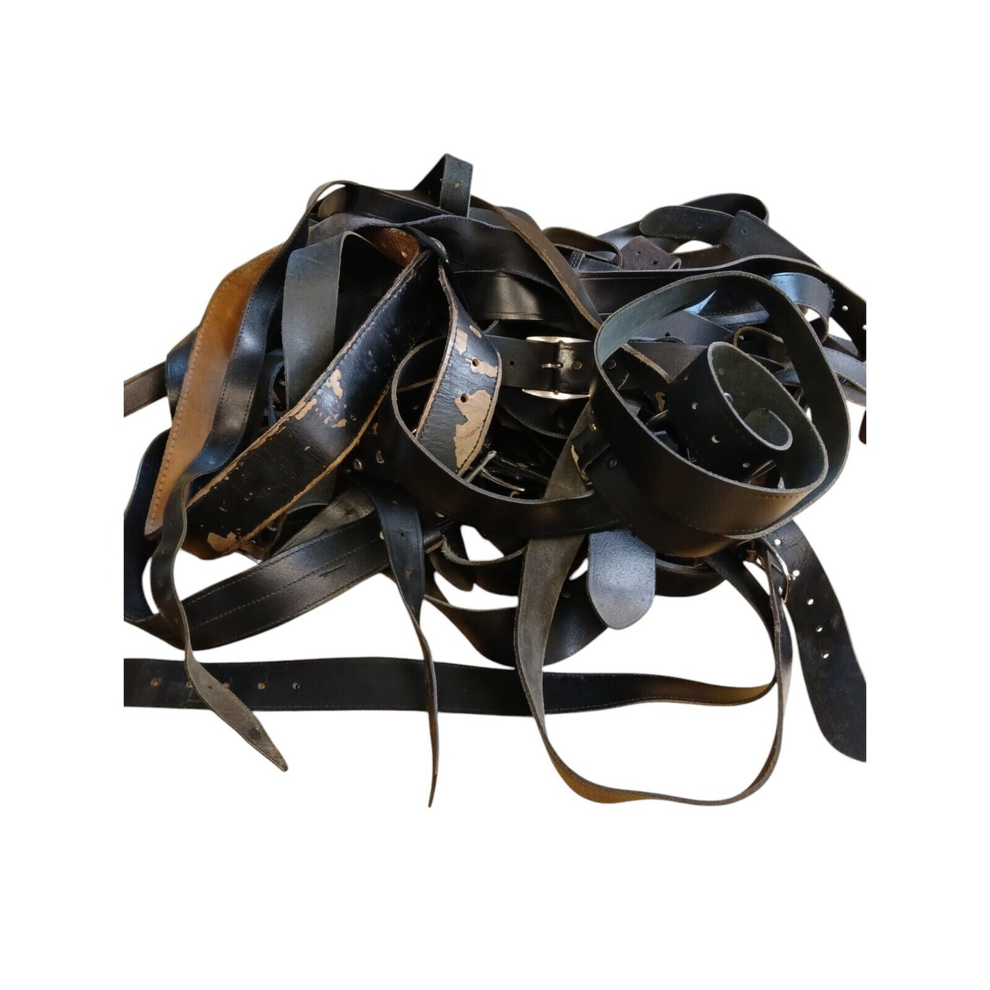 Leather Belts Used Upcycling Job Lot x 25 Various Black Sizes Craft Recycling
