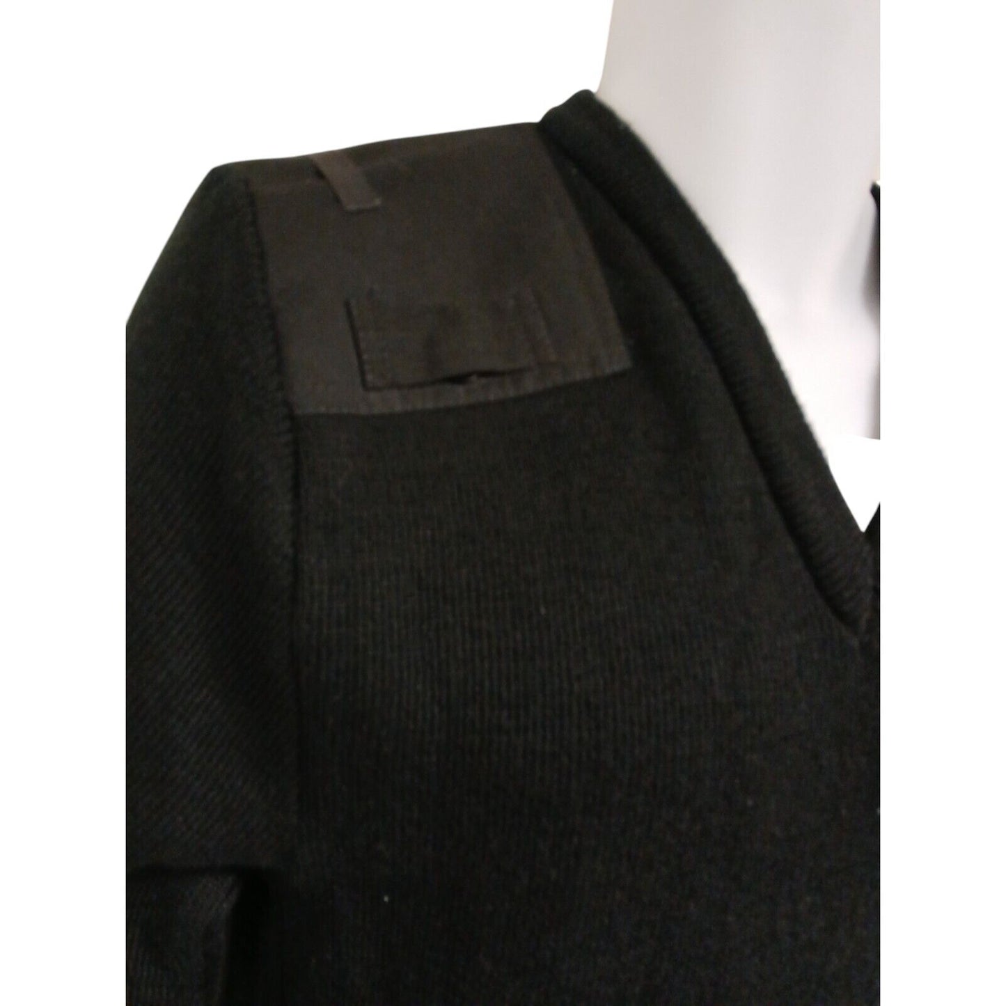 Woolly Pully Jumper Black V Neck 50% Wool Security Warm Hiking Farmer Ex Police