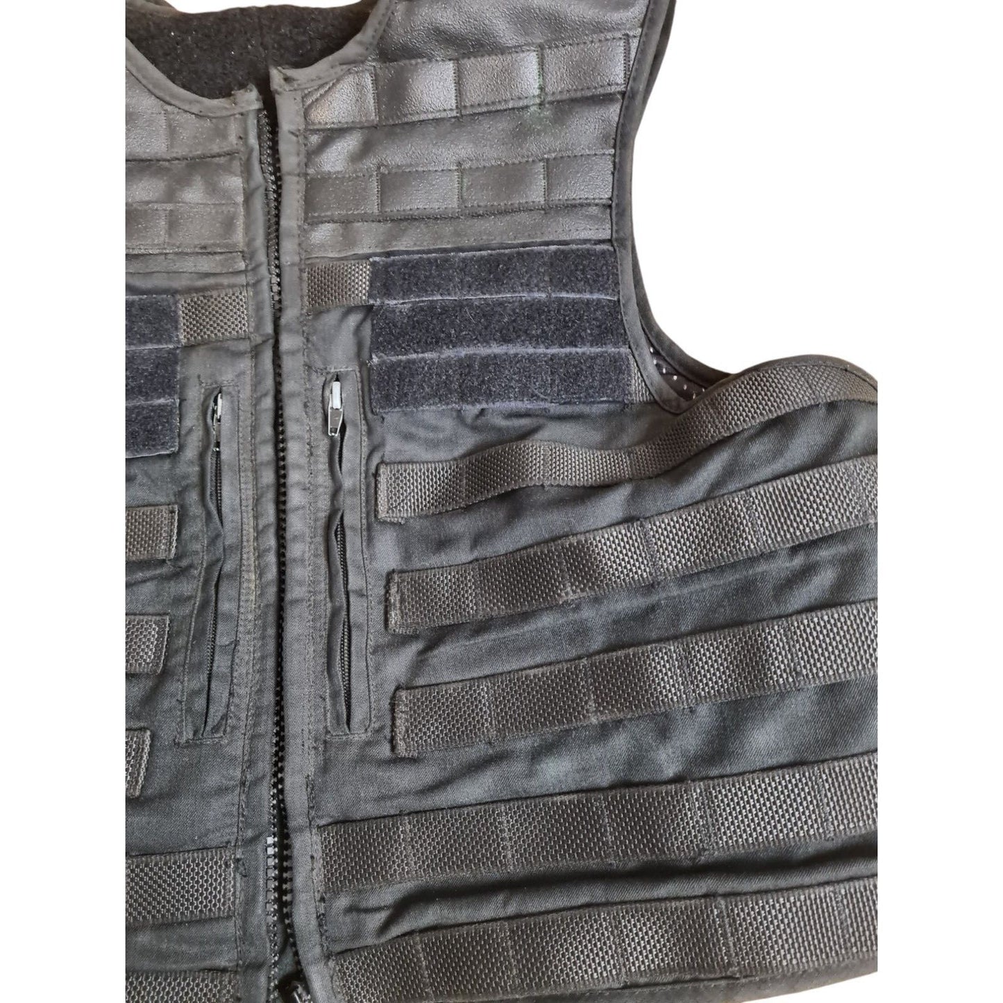 Black Tactical Molle Vest And Body Armour Stab Spike Vest Cover 40L Ex Police