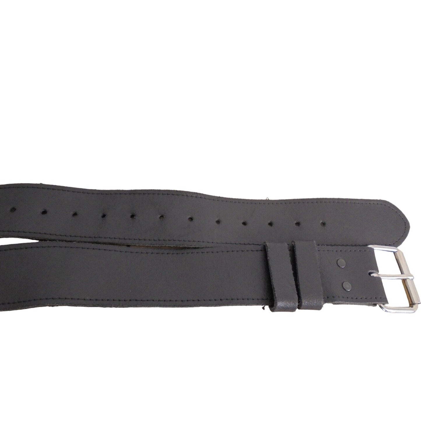 Black Leather Duty Belt Single Prong 5cm Wide Ex Police Uniform Hook & Eye Lined