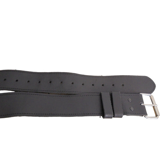 Black Leather Duty Belt Single Prong 5cm Wide Ex Police Uniform Hook & Eye Lined