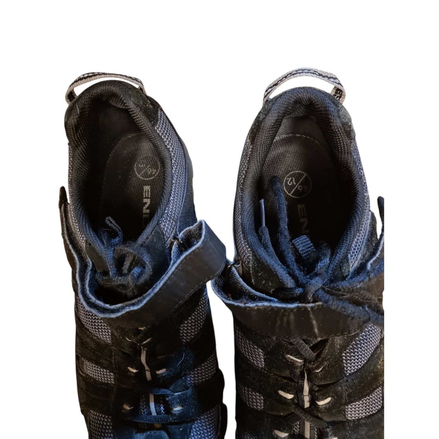 Endura Cycling Shoes Black/Grey Size 12 Ex Police With Cleat Plates Lace Up Bike