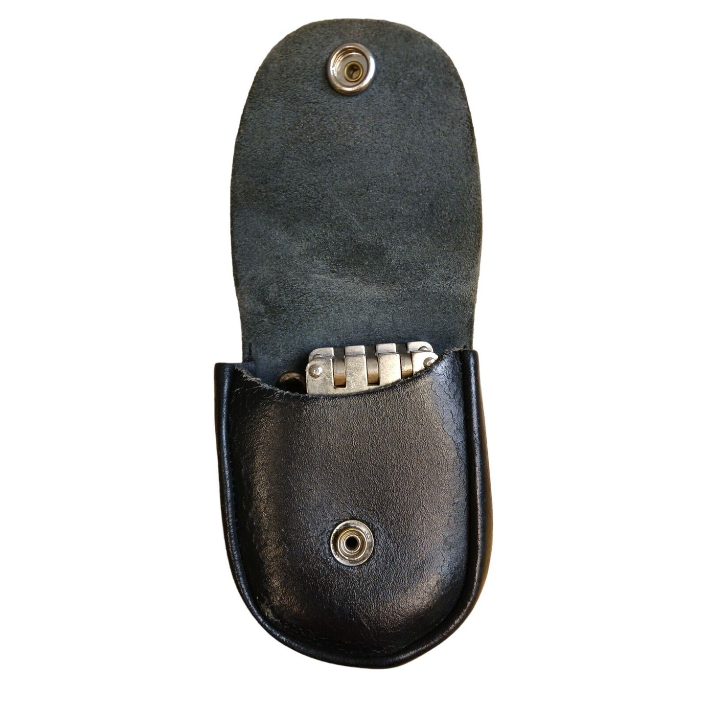 Hiatts Folding Handcuffs Cuffs With Leather Carry Pouch Genuine Police Security