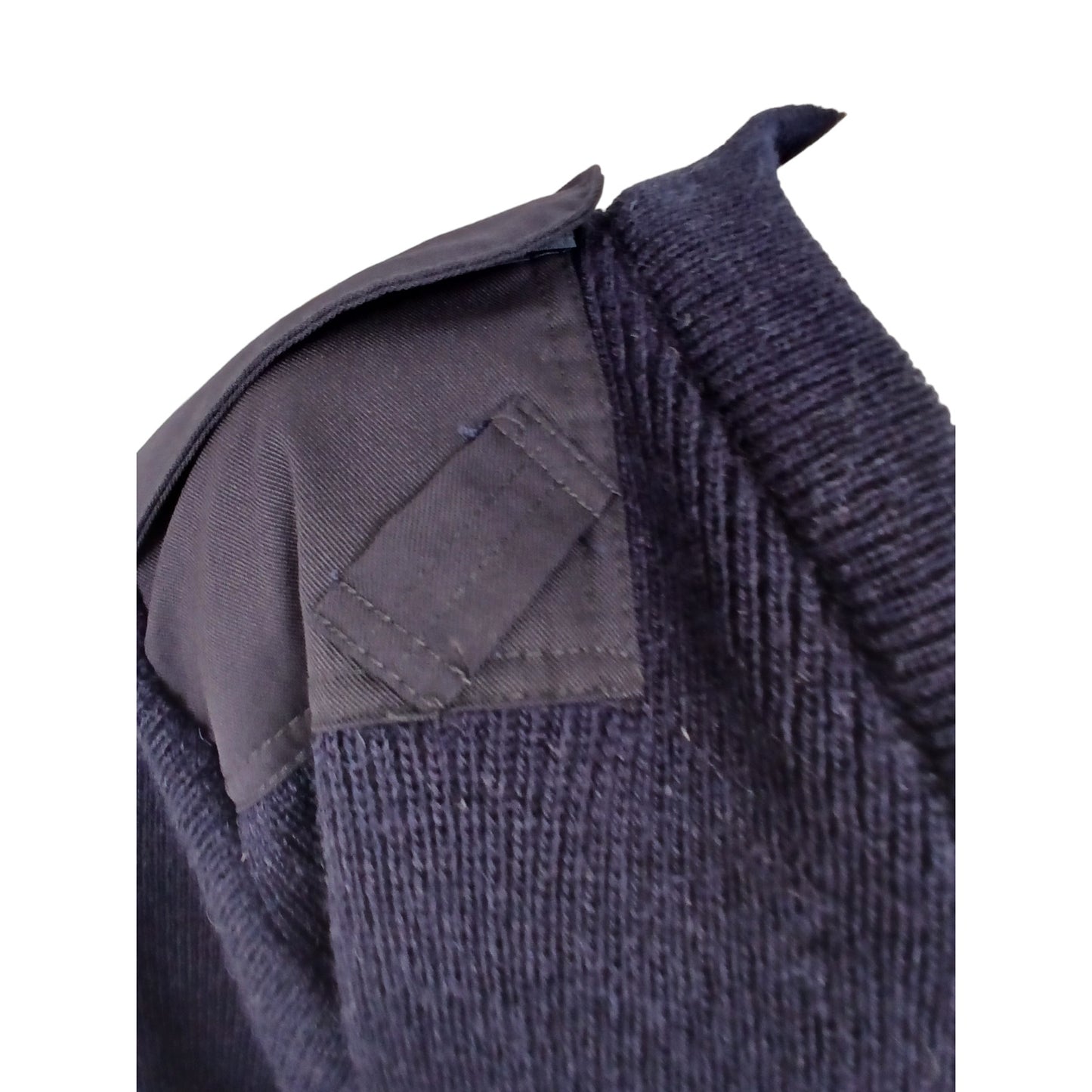 Woolly Pully Jumper Navy Blue V Neck 80% Wool Security Farmer Fishing Ex Police