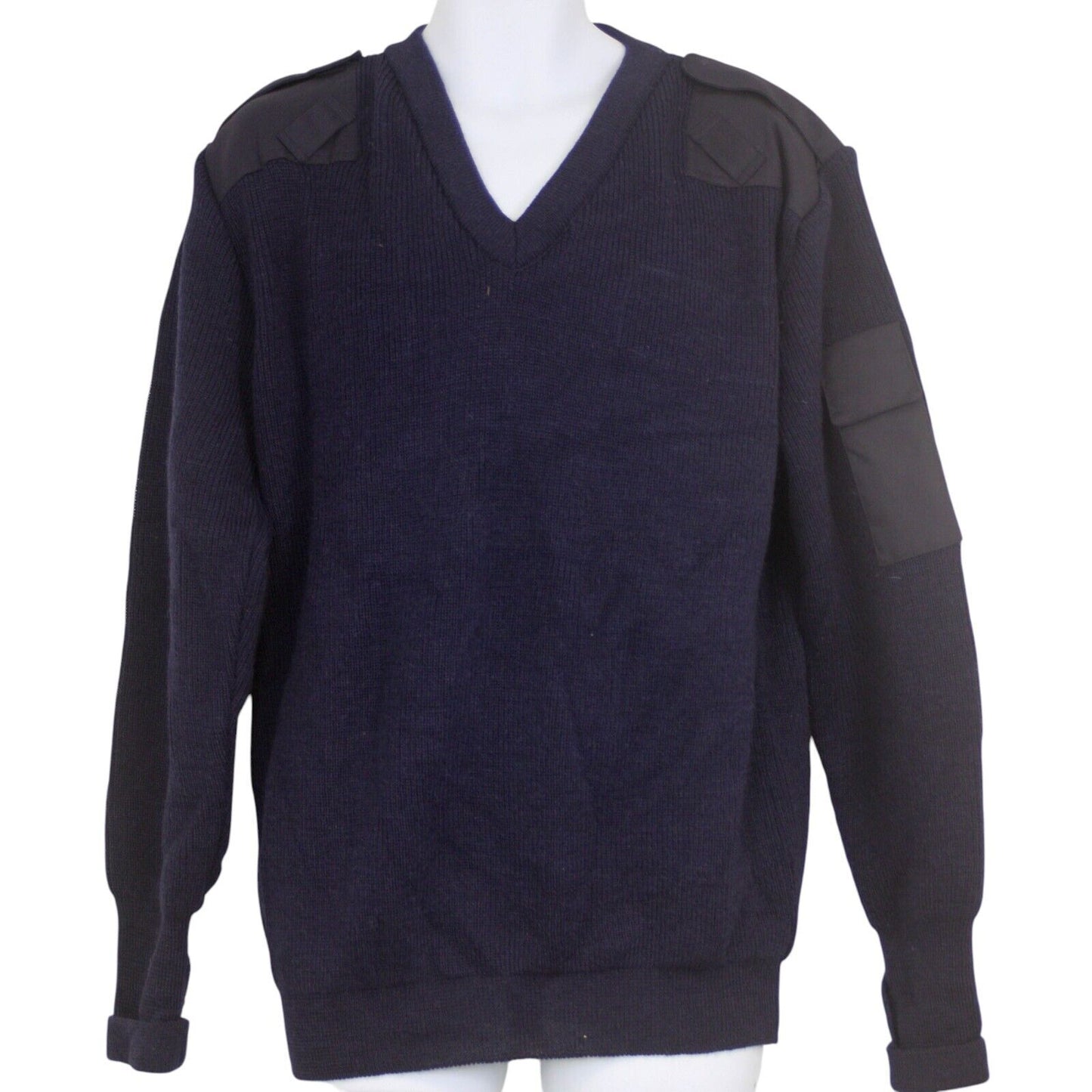 Woolly Pully Jumper Navy Blue V Neck 100% Wool Security Farmer Ex Police Warm
