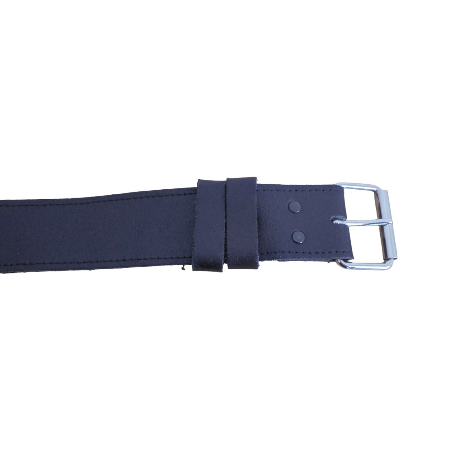 Black Leather Duty Belt Single Prong 5cm Wide Ex Police Uniform Hook & Eye Lined