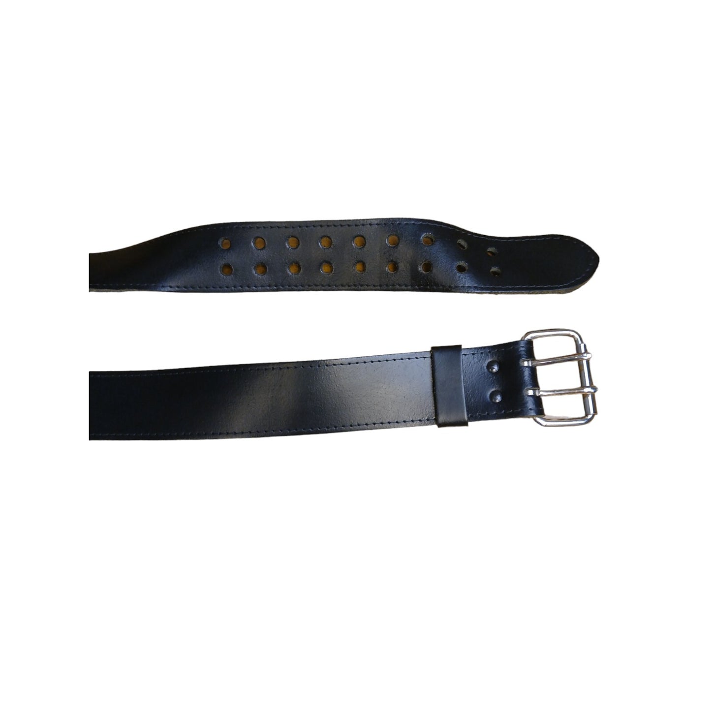 Black Leather Riot Belt Hook & Eye Lined 2 Prong 5cm Wide Ex Police Uniform