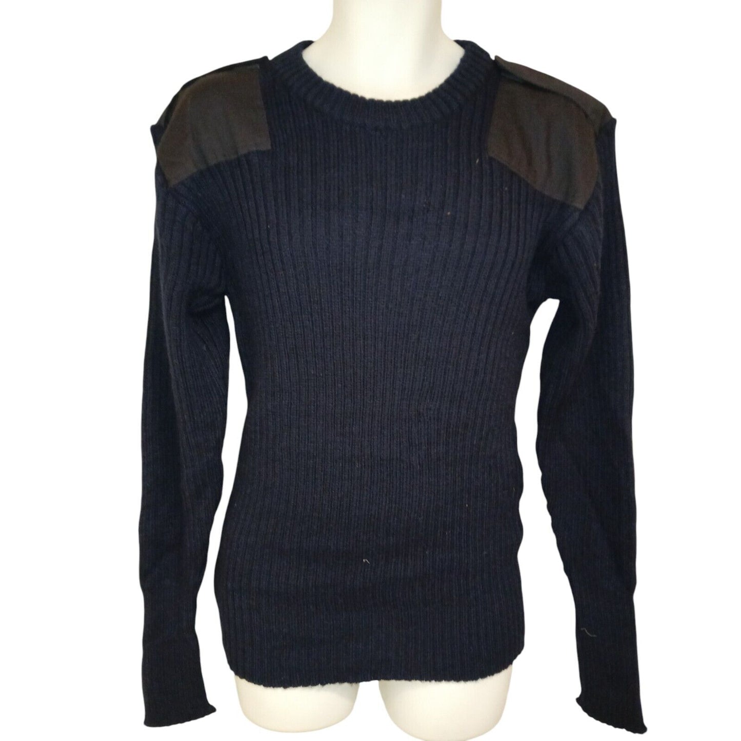 Royal Navy Utility Jumper Ribbed Round Neck Blue Pullover Military 80% Wool