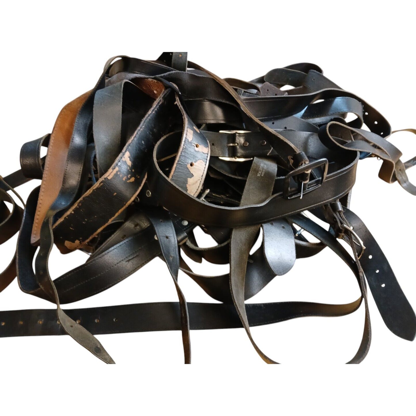 Leather Belts Used Upcycling Job Lot x 25 Various Black Sizes Craft Recycling