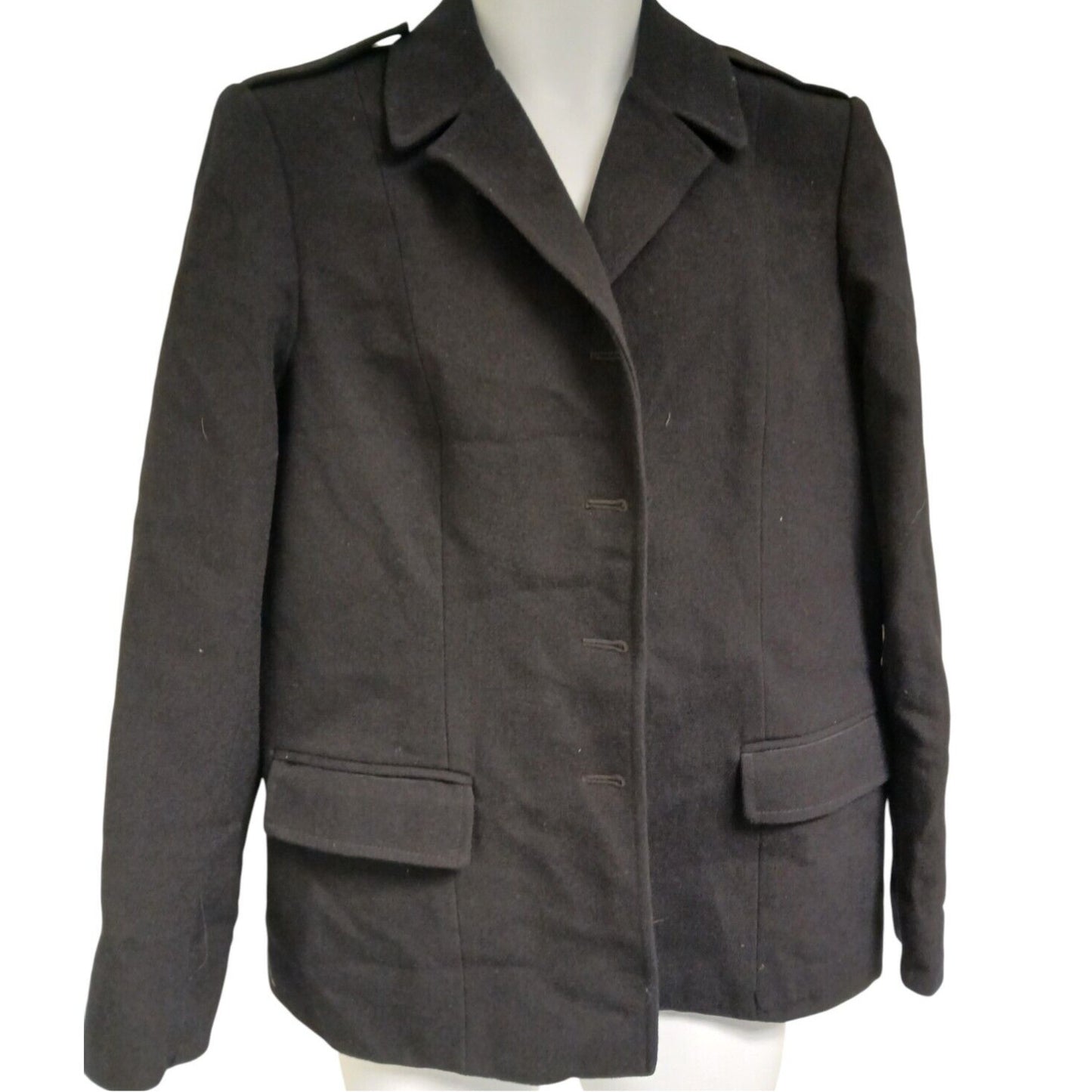 Ladies Vintage Military Tunic Blazer 100% Wool Police Female Dress Jacket Black