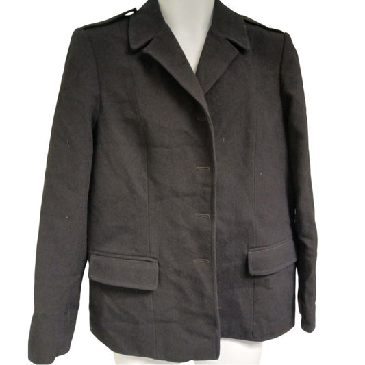 Ladies Vintage Military Tunic Blazer 100% Wool Police Female Dress Jacket Black