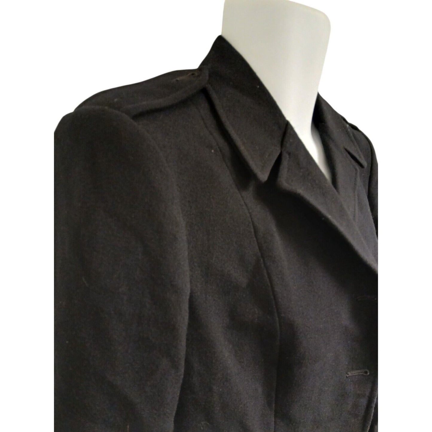 Ladies Vintage Military Tunic Blazer 100% Wool Police Female Dress Jacket Black