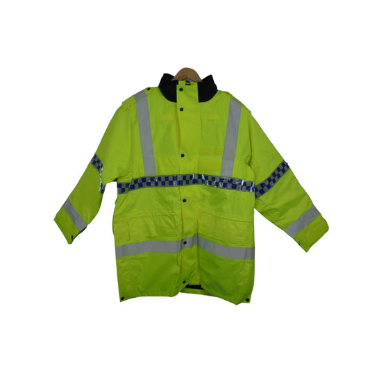 Hi Viz Jacket 3/4 Length Yaffy Waterproof Coat Police Hi Vis Security Emergency