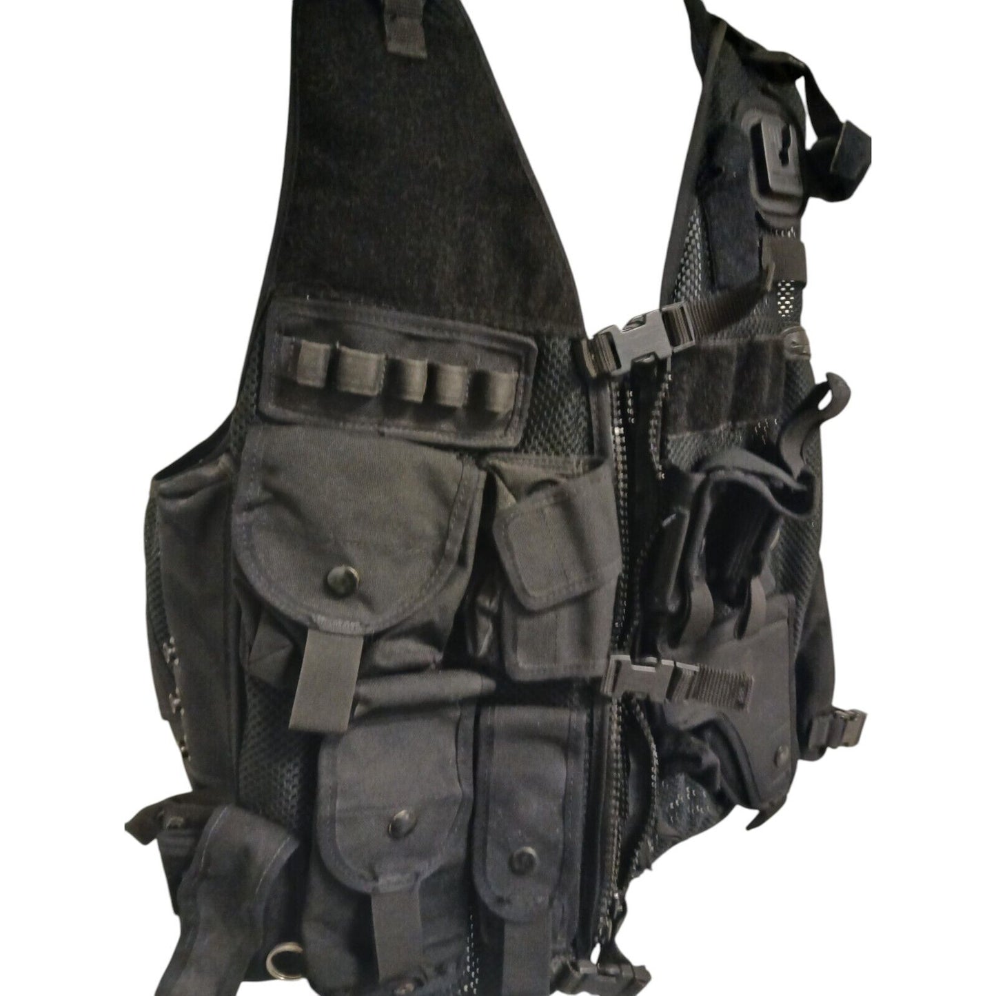 PWL Tactical Vest Police Integrated Pouches Security Airsoft Klickfast Black