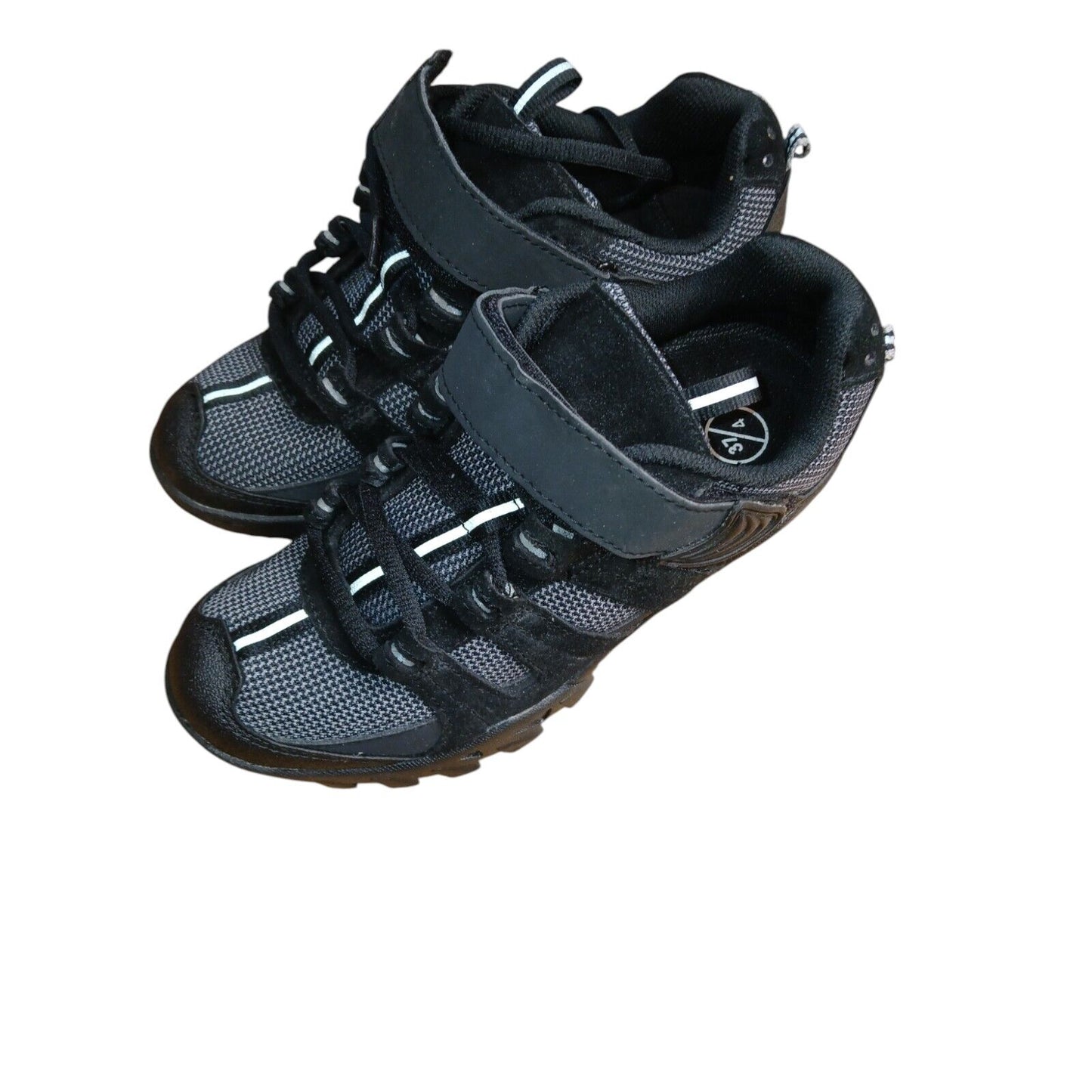Endura Cycling Shoes Black Grey Size 4 Ex Police With Cleat Plates Lace Up Bike