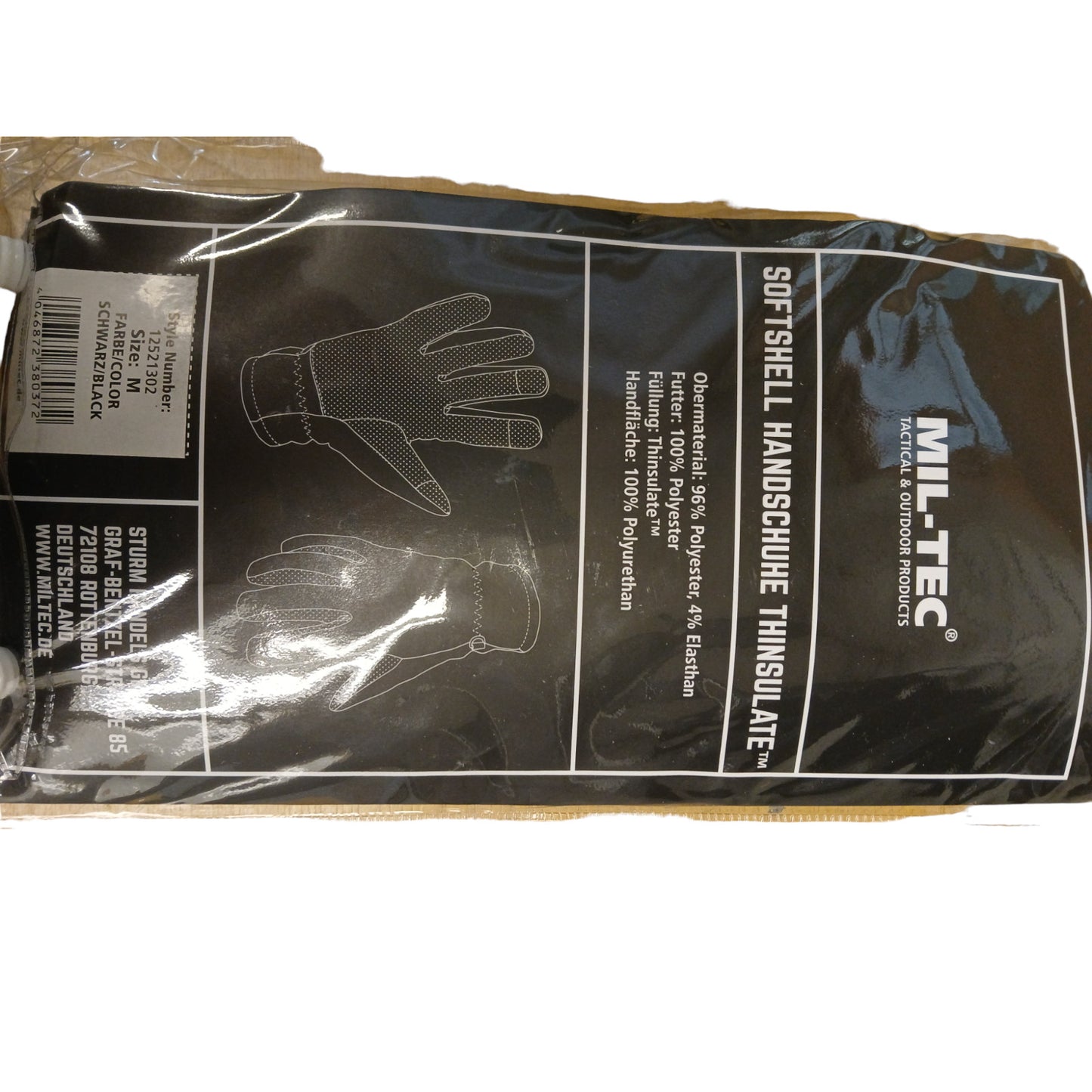 Mil-Tec Softshell Thinsulate Gloves Black Size M New Touch Screen Compatible