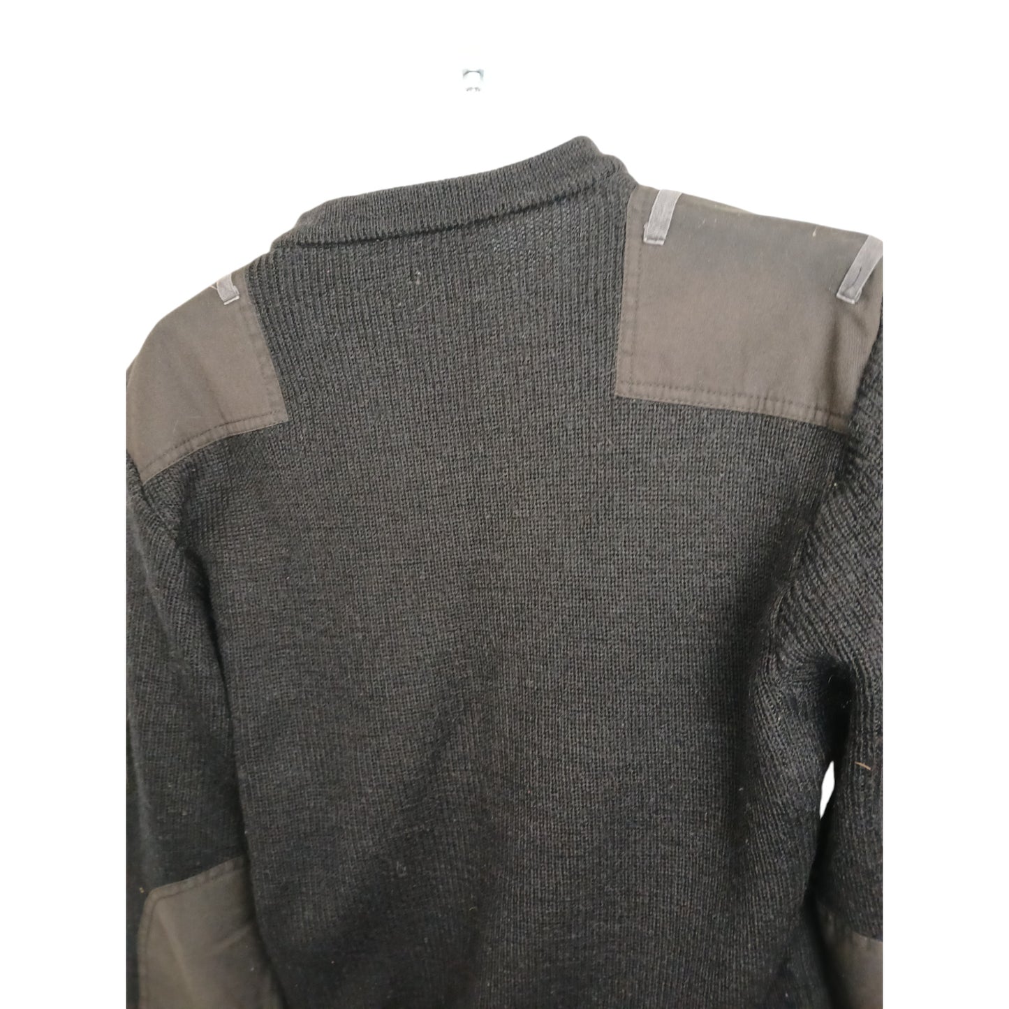 Woolly Pully Jumper V Neck 80% Wool Security Black Fishing Farmer Ex Police