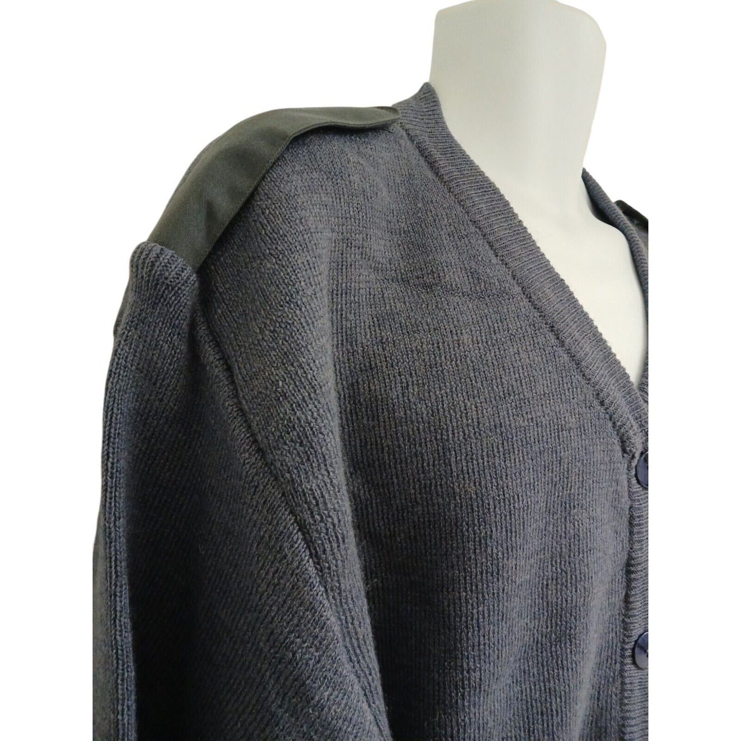 RAF Utility Womens Cardigan Buttoned Jumper Blue Grey 80% Wool Pullover Military