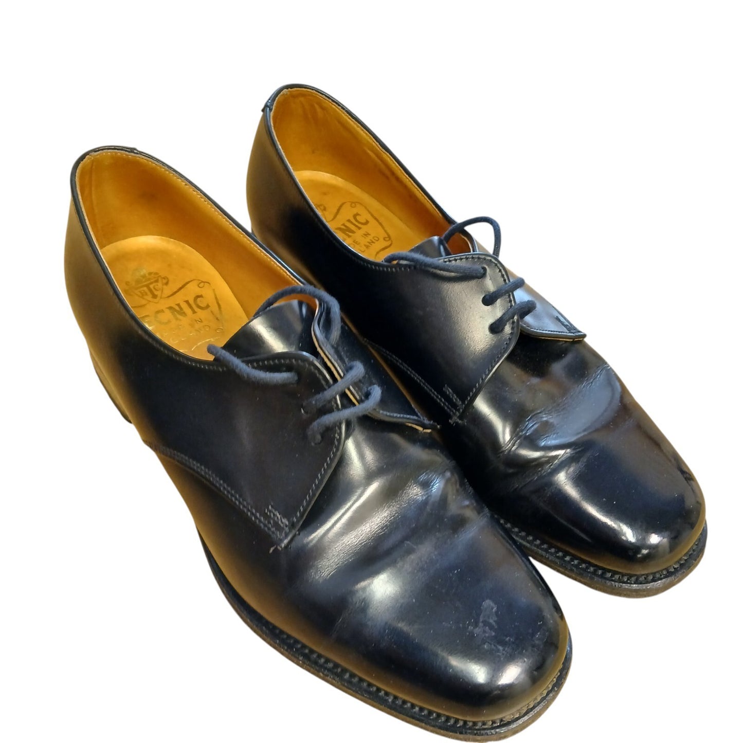 Tecnic Leather Dress Shoes Ex Police Black Lace Up Square Toe Size 4.5 Parade