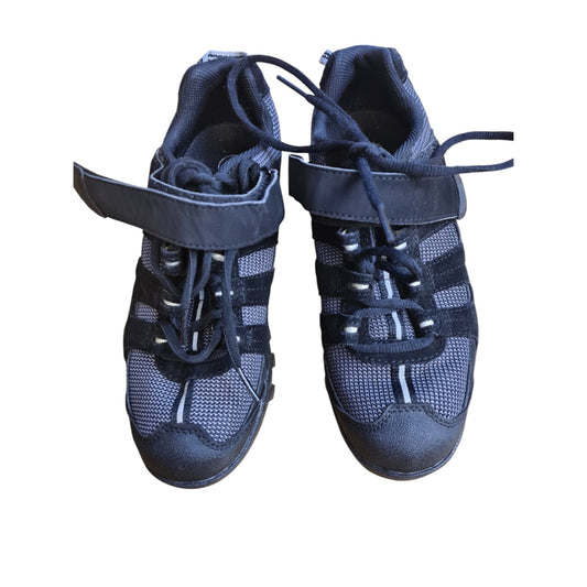 Endura Cycling Shoes Black Grey Size 4 Ex Police With Cleat Plates Lace Up Bike