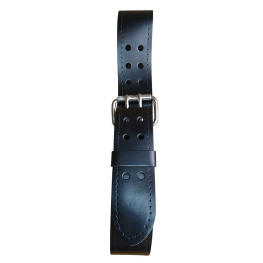 Black Leather Riot Belt Hook & Eye Lined 2 Prong 5cm Wide Ex Police Uniform