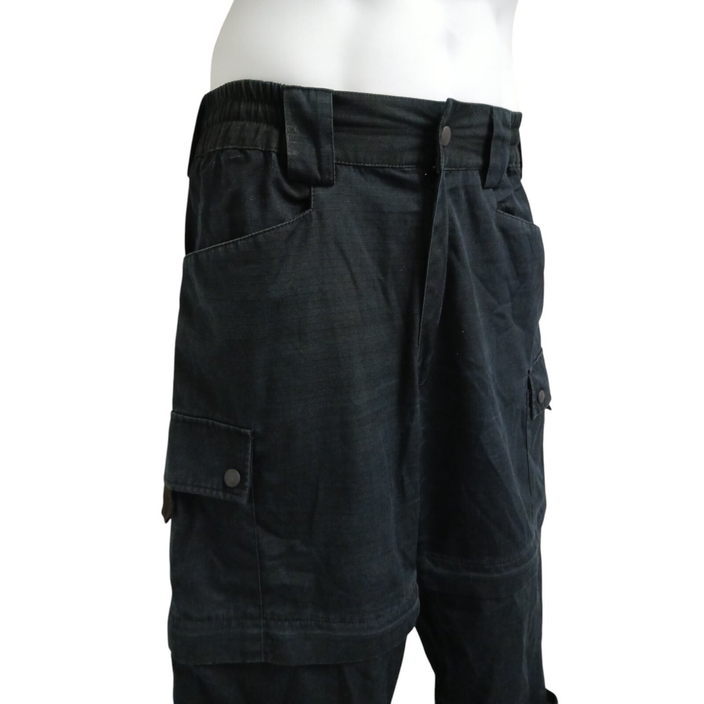 Ripstop Cycling Combat Trousers Black Zip Off Ex Police Mens Cargo Tactical KiT