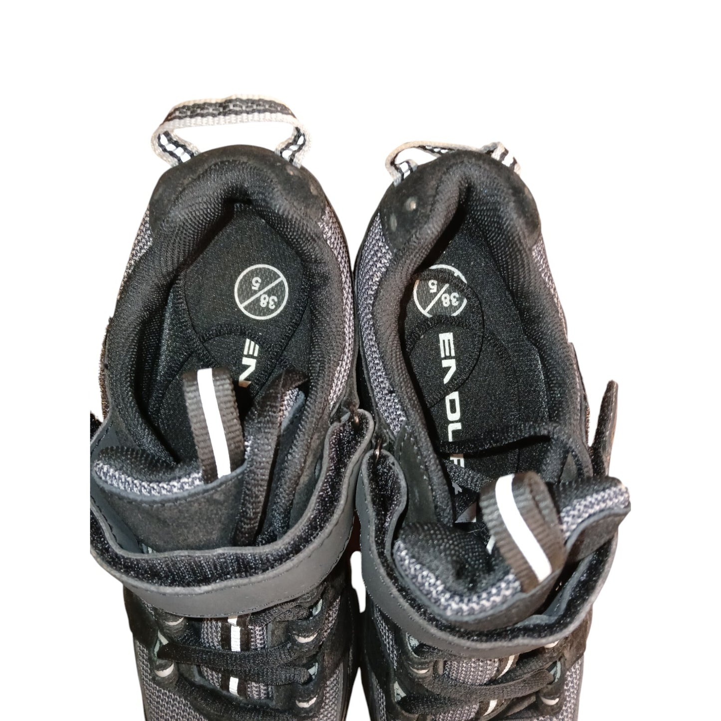 Endura Cycling Shoes Black/Grey Size 5 Ex Police With Cleat Plates Lace Up Bike
