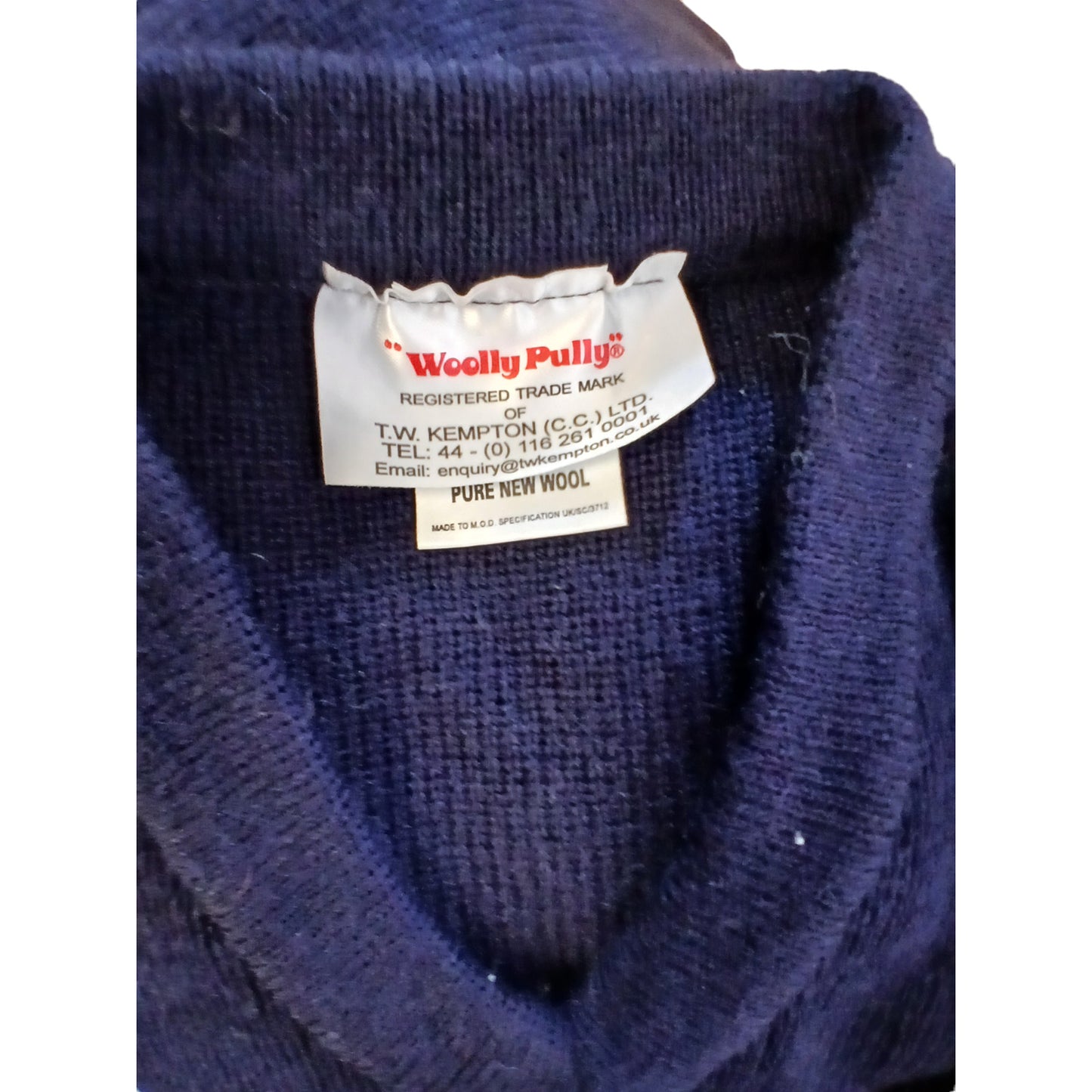 Woolly Pully Jumper Navy Blue V Neck 80% Wool Security Farmer Fishing Ex Police