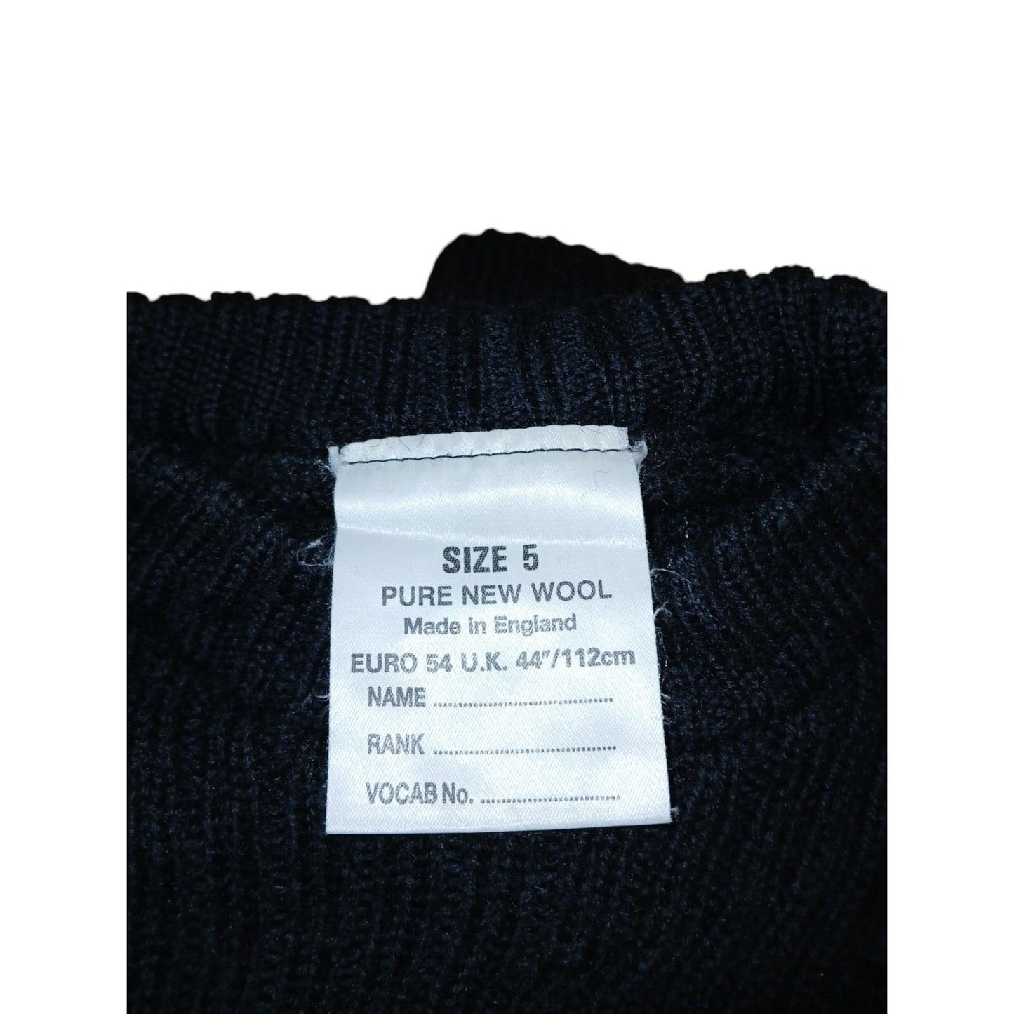 Royal Navy Utility Jumper Ribbed Pure Wool Round Neck Black Pullover Military