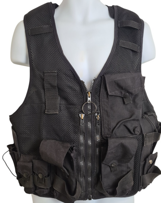 Tactical Vest With Integrated Pouches Adjustable Security Doorman Black Police