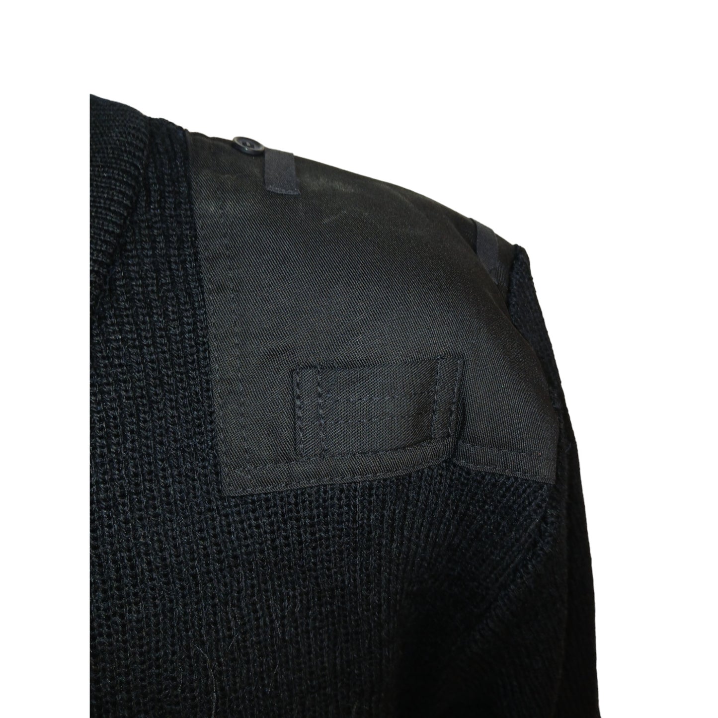Woolly Pully Jumper Windstop Lined Thick Black Lined V Neck 38" Chest Ex Police