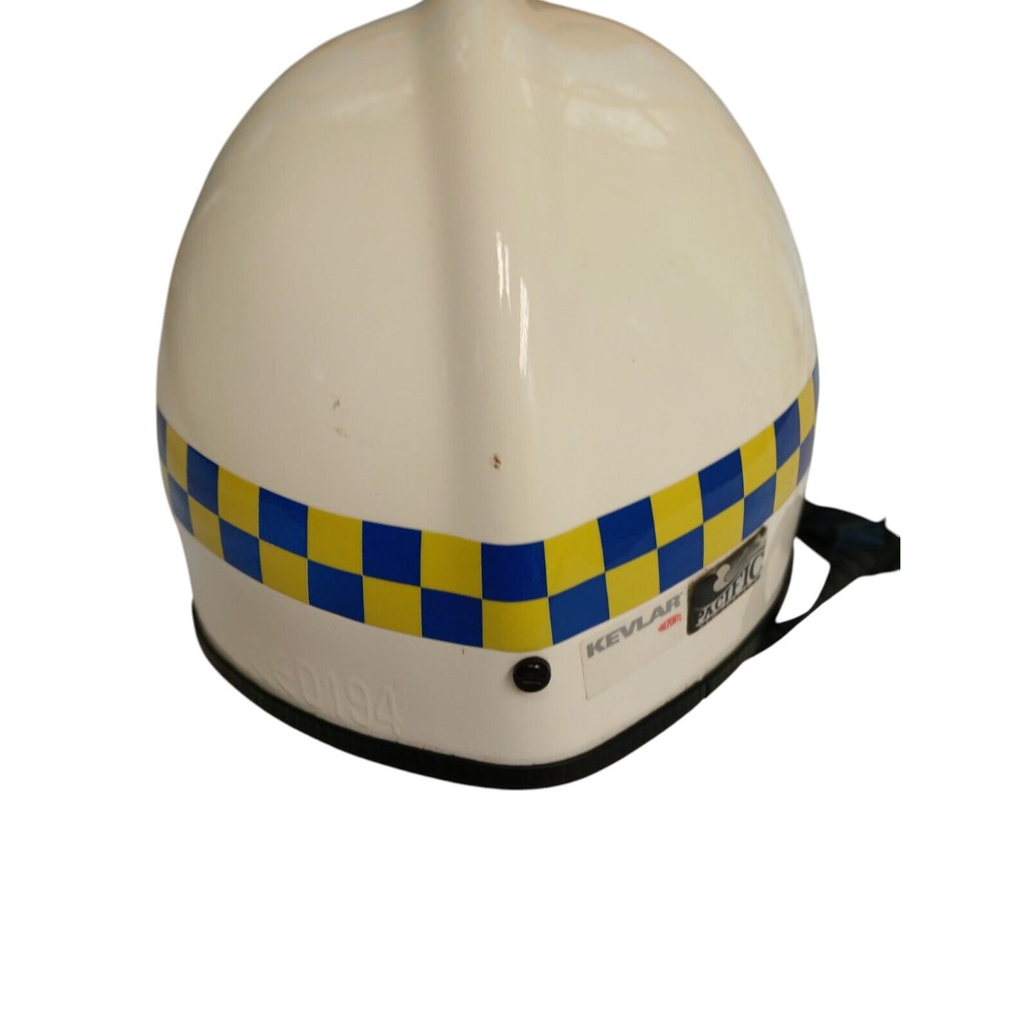 Pacific Ambulance Police Helmet White W/Kevlar Visor Blue Yellow Check 54-62cm