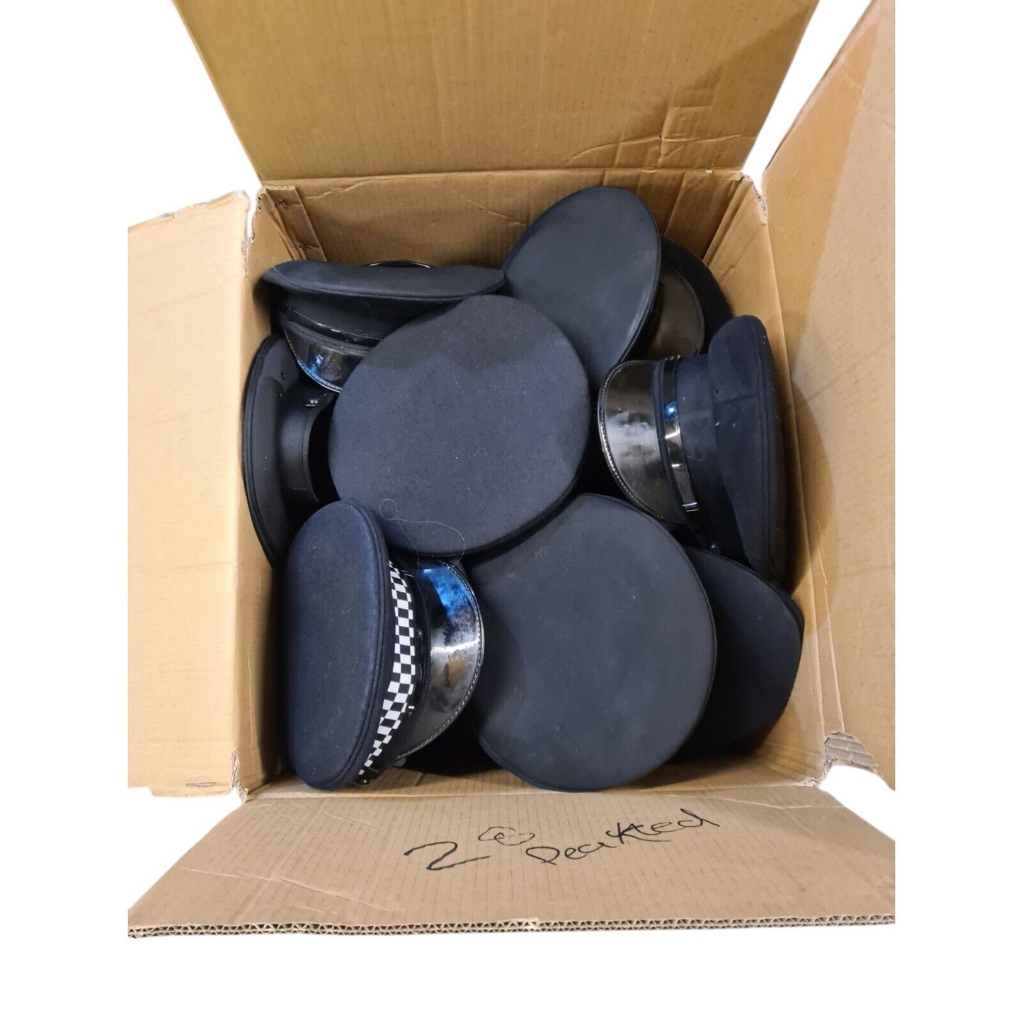 Peaked Police Caps Hats Large Box 25 Various Sizes Film TV Restorer Interest