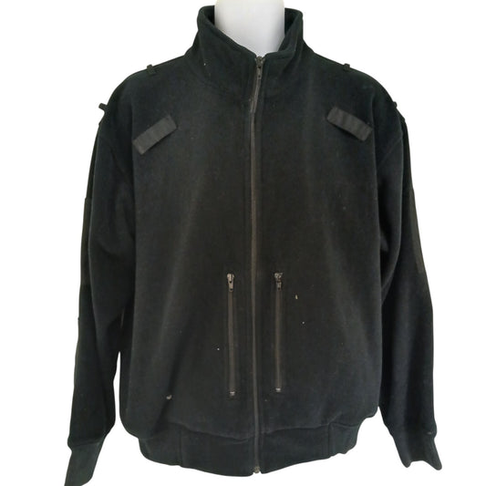 Ex Police Black Fleece Security Radio Loop Hiking Bomber Jacket Combat Tactical