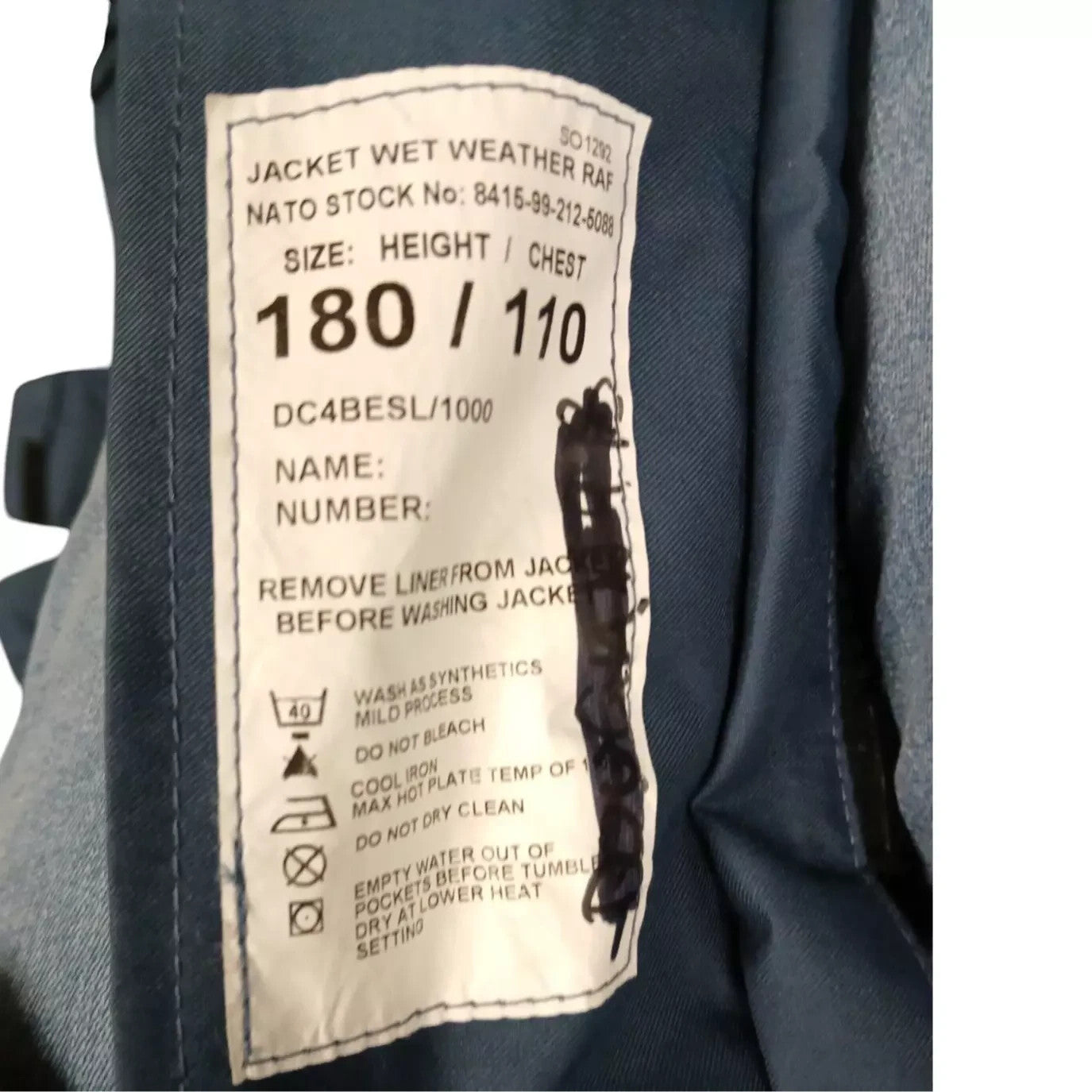 RAF Wet Weather Jacket Waterproof Goretex Navy Blue Parka Lined Coat MVP Army